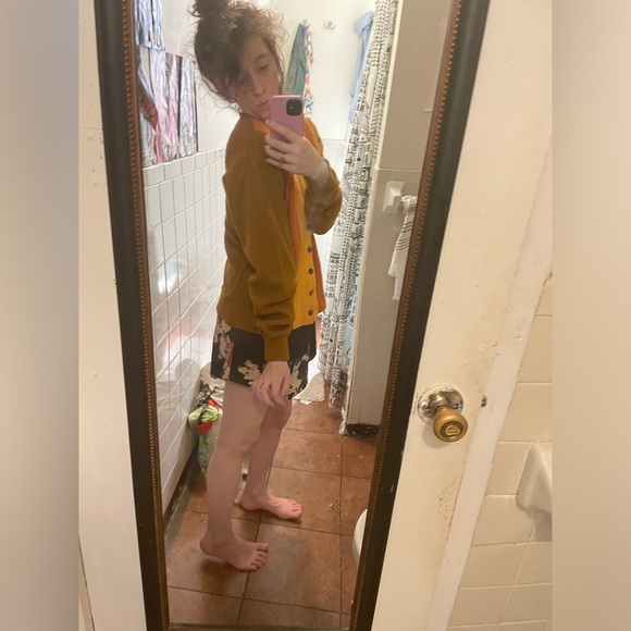 Slouchy Men’s Color Block Color Block Cardigan in Brown, Orange, and Yellow - Picture 5 of 5